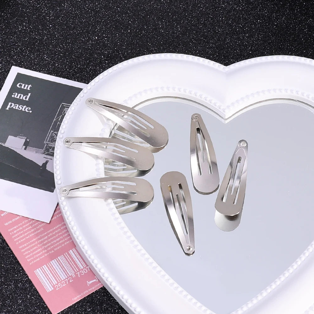 2/20pcs Silver Metal BB Hair Clips Girls Y2K Punk Drop Shaped Hairpins Hairclip Barrettes Cute Headdress DIY Hair Jewelry Making