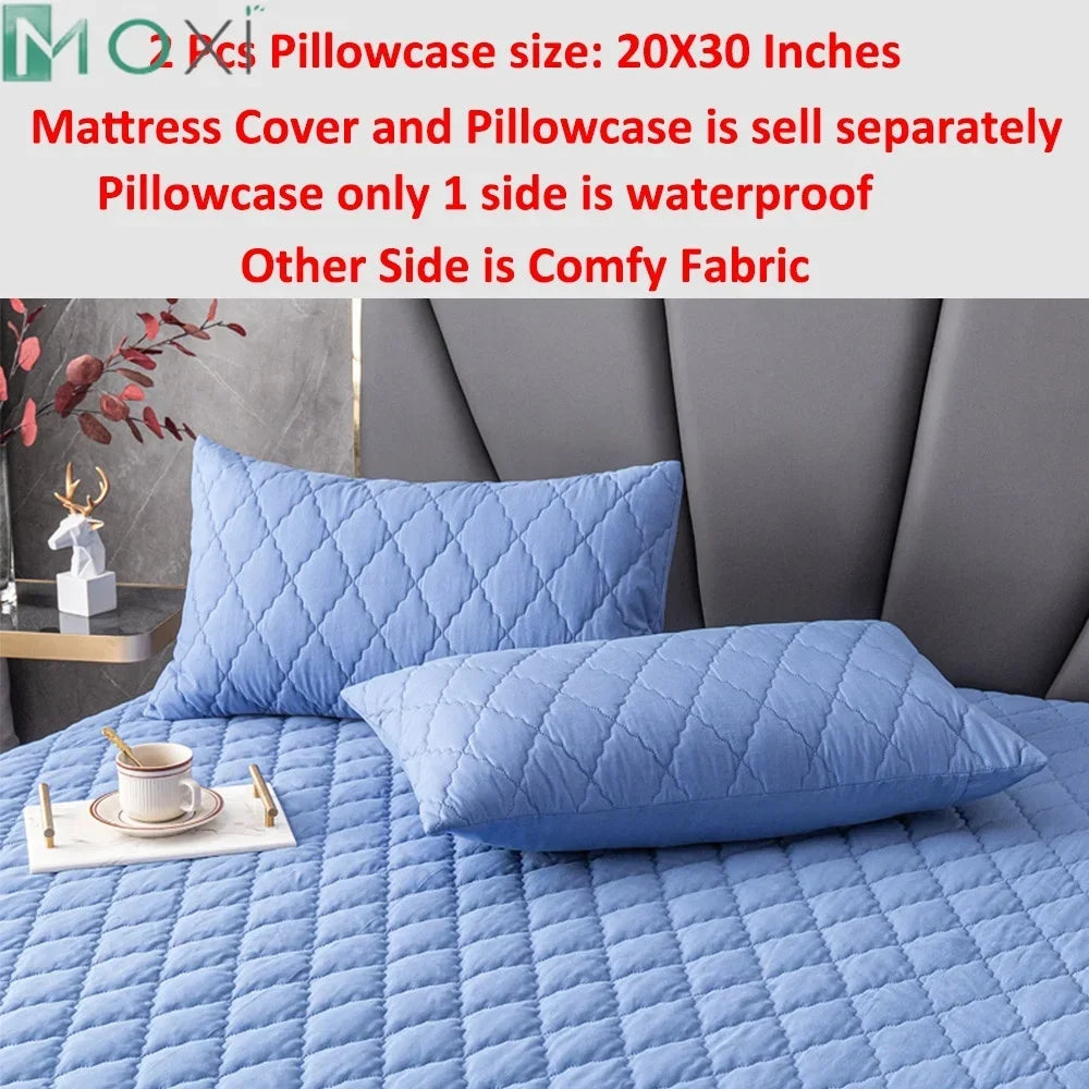 100% Waterproof Thicken Mattress Protector Cover Non-slip Fitted Bed Sheet Pad Bed Cover Single Double Bed Queen King Size 1Pc