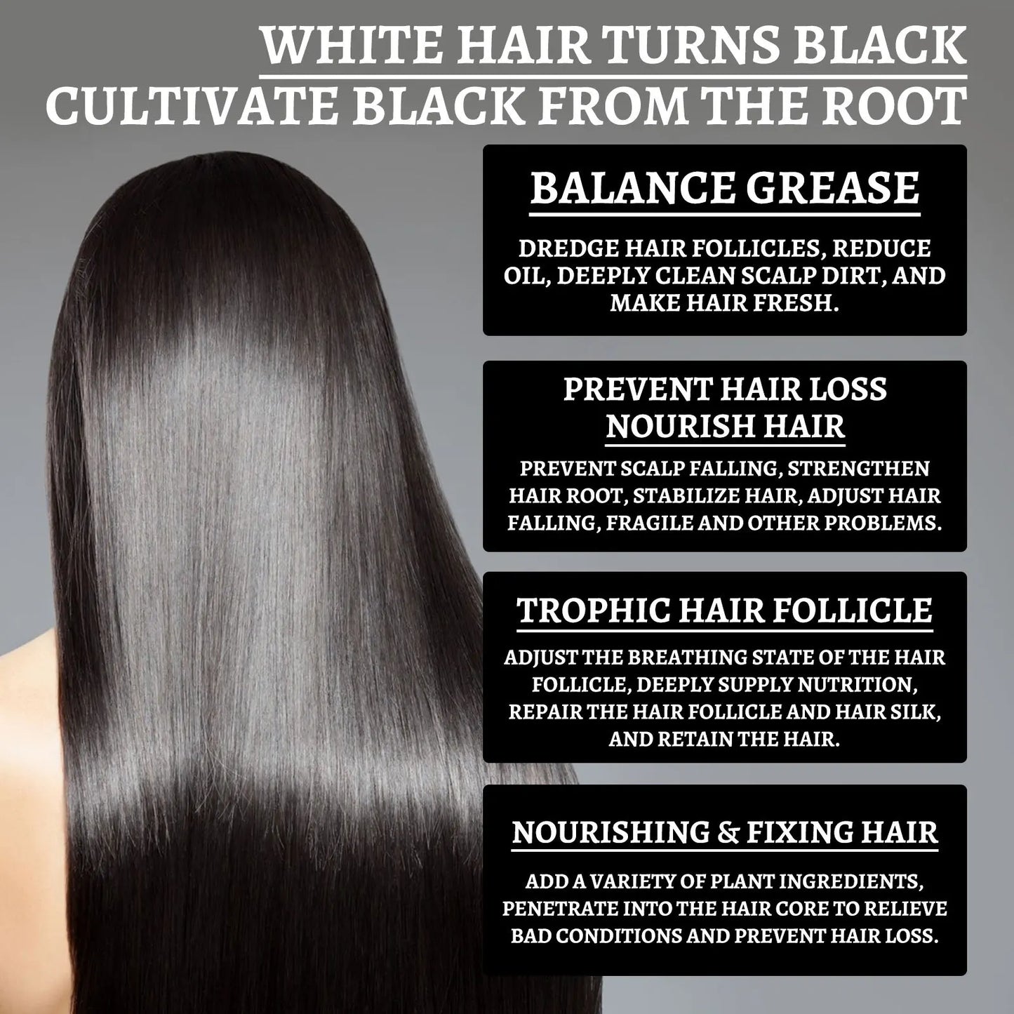 Ganoderma Hair Essential Oil Nutrient Darkening Improving Greying Reducing Damaged Prevent Loss Repairs Roots Hair Growth Serum