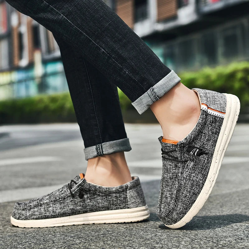 Men Casual Canvas Shoes Mens Loafers Breathable Slip on Flats Male Vulcanized Shoes Driving Shoes Plus Size 48 Walking shoe