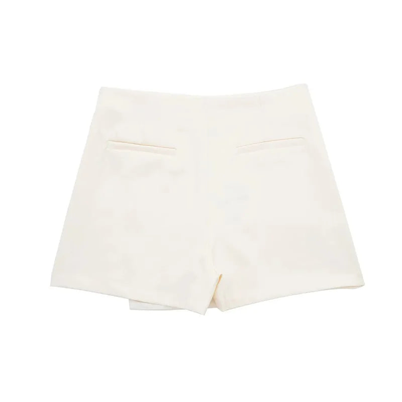 TRAF 2024 Asymmetric Skort For Women Black High Waist Mini Skirt Shorts Women Casual Bermuda Shorts Woman Summer Skirt Shorts