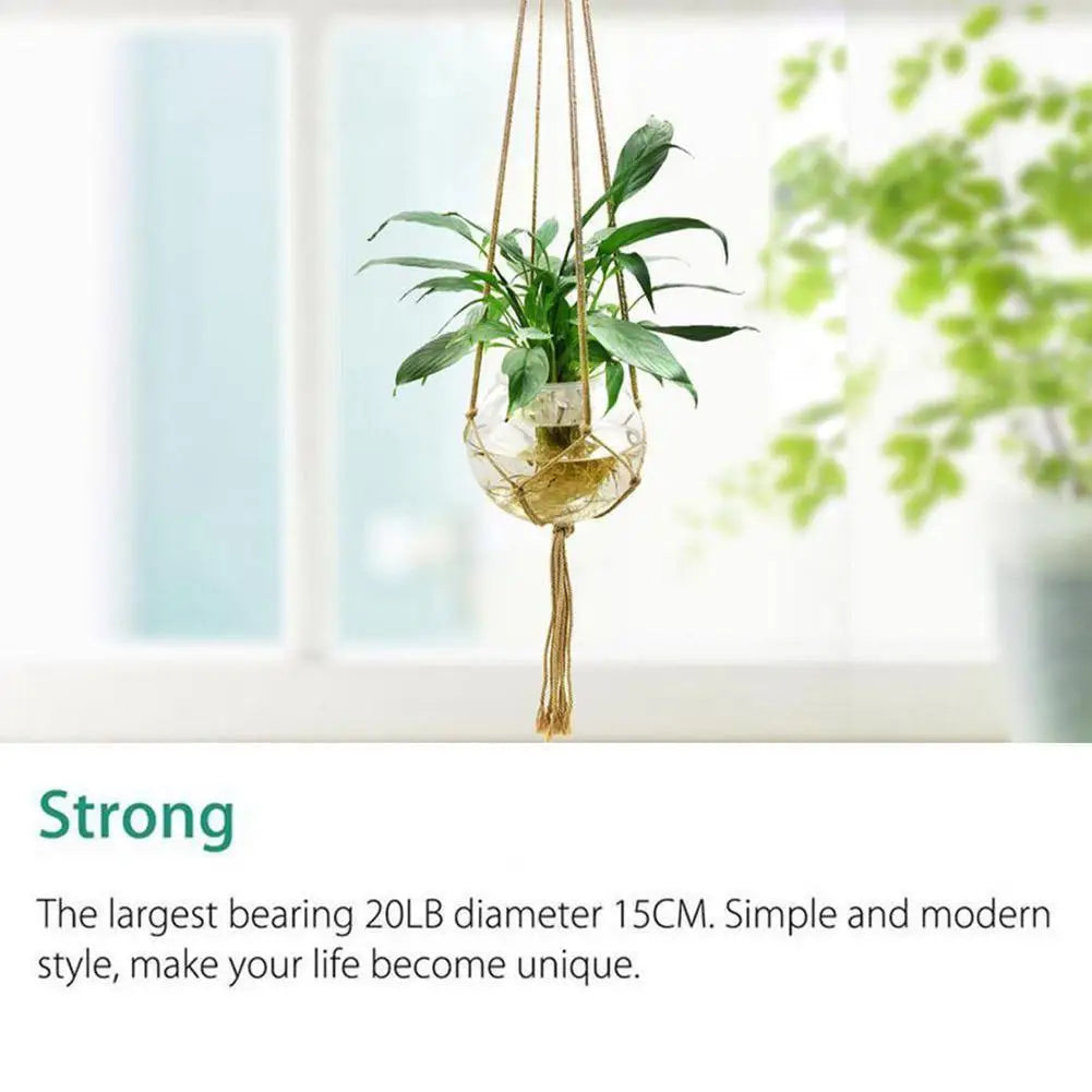 1pcs Braided Rope Hanging Basket Flower Pot Straw Macrame Net Hanger Garden Holder Craft Plant Balcony Decor Accessories
