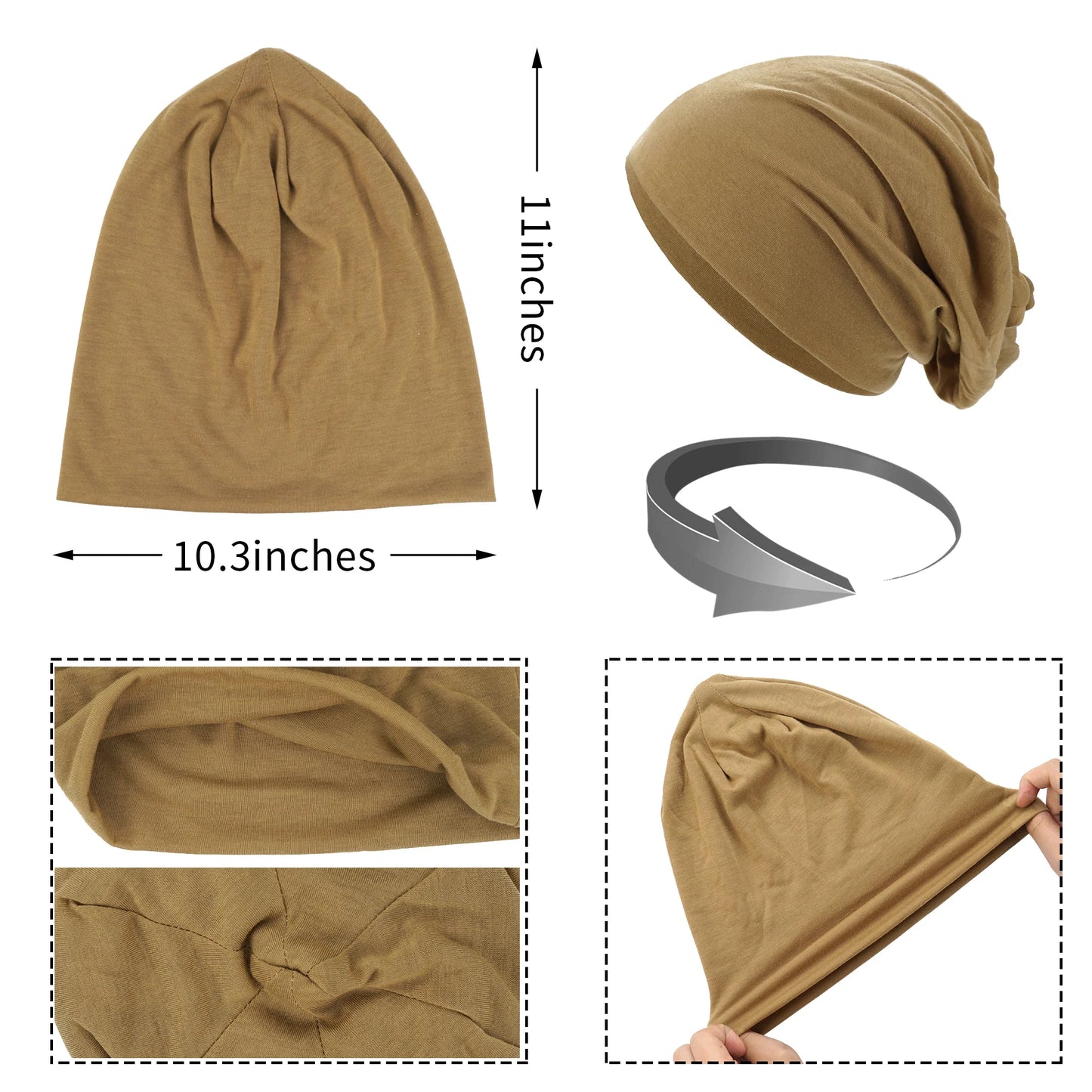 1Pack Solid Color Unisex Men Women Slouchy Beanie Hip-Hop Soft Cotton Cap Lightweight Running Beanie Adult Dwarf Hat