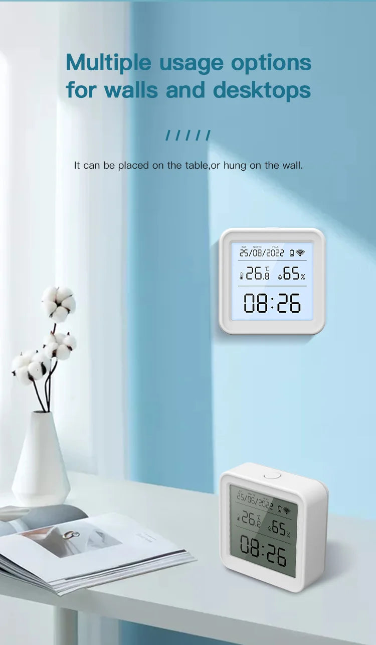Tuya WIFI Smart Temperature Humidity Sensor Hygrometer Thermometer Backlight Smart Life Support Alexa Google Assistant