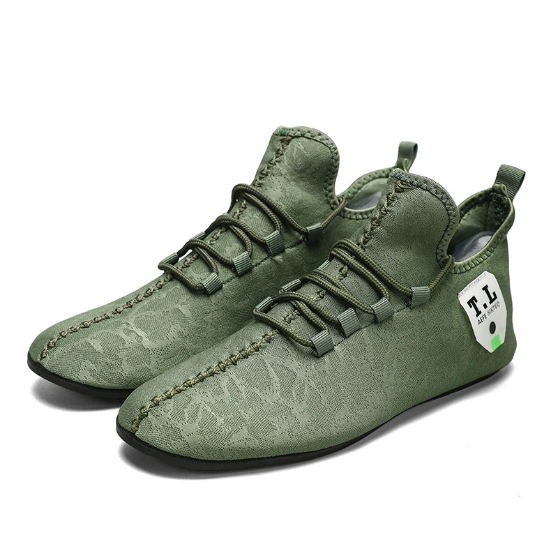 YRZL Men's Shoe Light Loafers Breathable Soft Comfortable Brown Walking Outdoor Casual Shoes Men 2024 Summer Lace Up Loafer Shoe