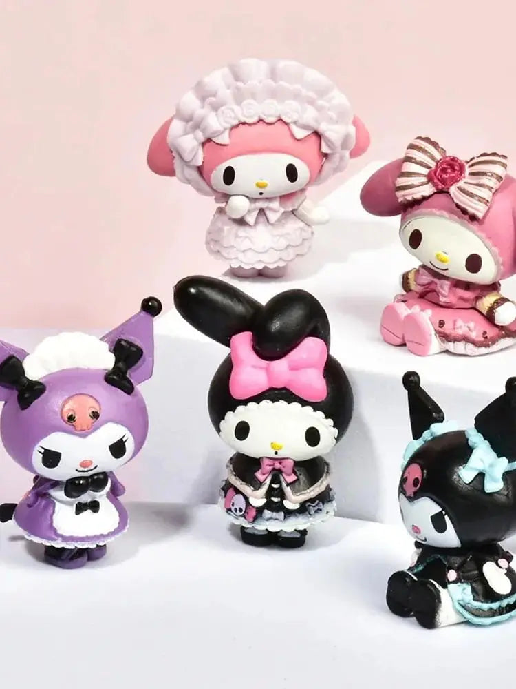 5Pcs Set Anime Figure Doll 3-4cm Kawaii Kuromi Melody Model Accessories Children's Toys Gift Action Figures Hobbies Gifts