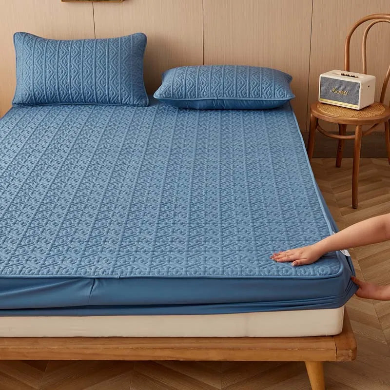 Pure Cotton Soft Quilted Mattress Cover Anti-bacterial King Size Customized Bed Pad Protector Cover Not Included Pillowcase