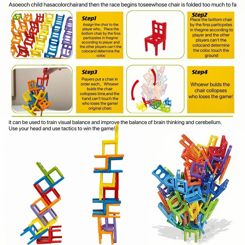 24-42pc children's puzzle folding chair toy parent-child interactive game for kids chair stack party game juego social games