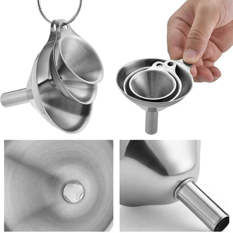 LMETJMA 6Pcs Stainless Steel Funnel 3 Pcs Stainless Steel Kitchen Funnel Set for Filling Bottles Mini Metal Funnels JT190