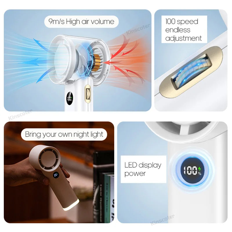 New Digital Handheld Fan High Speed Wind 100 Speeds Cooler Fan Ventilator Turbo Fan Air Circulator Handfan