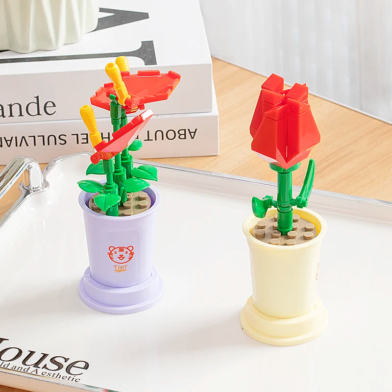 Zodiac Flower Building Block Eternal Bouquet Model Diy Home Decoration Small Particles Educational Toy Children Birthday Gift