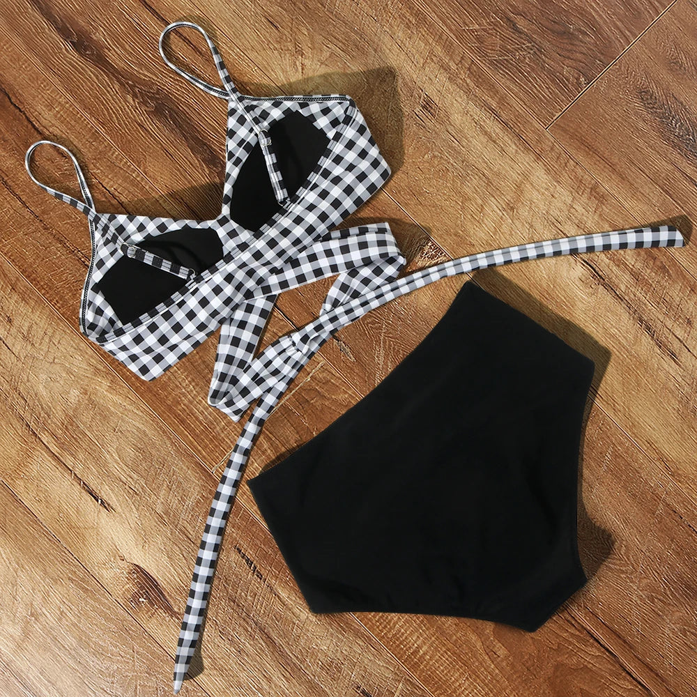 High Waist Sexy Bikini Set 2024 Biquini Swimwear Women Two Pieces Swimsuit Floral Beachwear V-Neck Bathing Suits Female