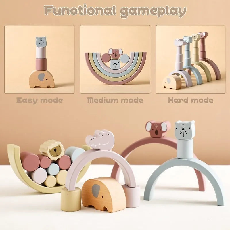 Creative Loose Parts Toys Baby Wooden Constructor Set Montessori Toys for Children Nordic Sensory Toy Waldorf Baby Gifts