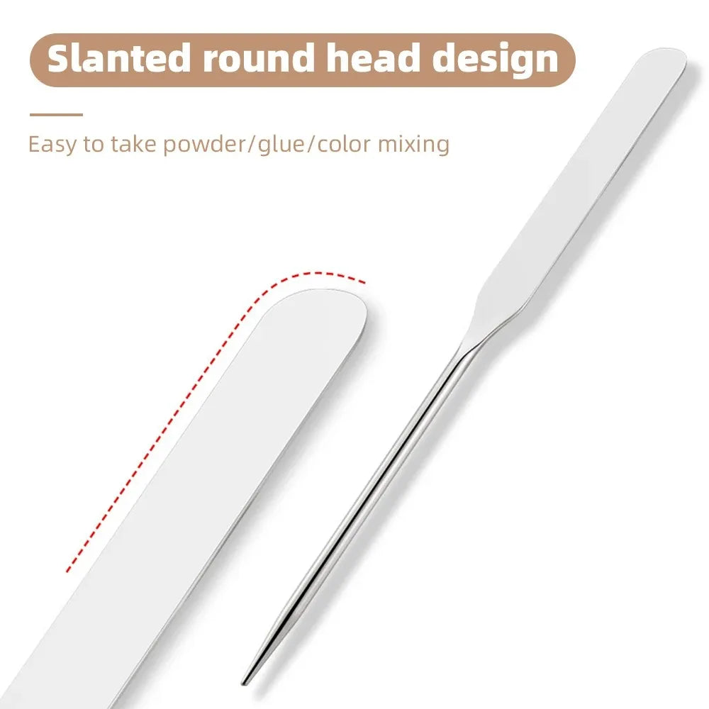 Stainless Steel Makeup Spatula Mixing Stick Foundation Brush Set Eyeshadow Cream Pigment Mixing Tool Face Contour Brush Tool