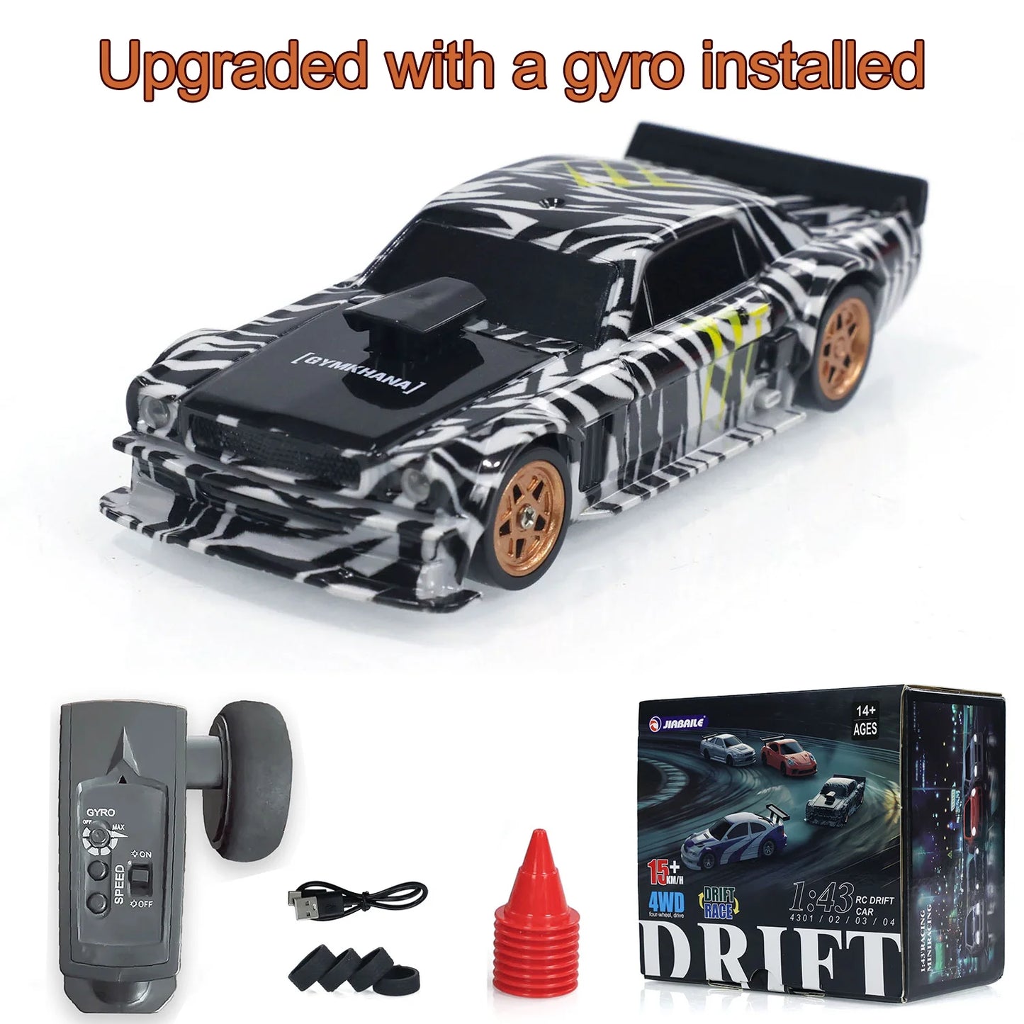 Upgraded Gyro RC 1/43 Difting Car Racing RTR 4WD Four-wheel Drive High Speed Radio Control Model 2.4g Drift Race Car Mini Gifts