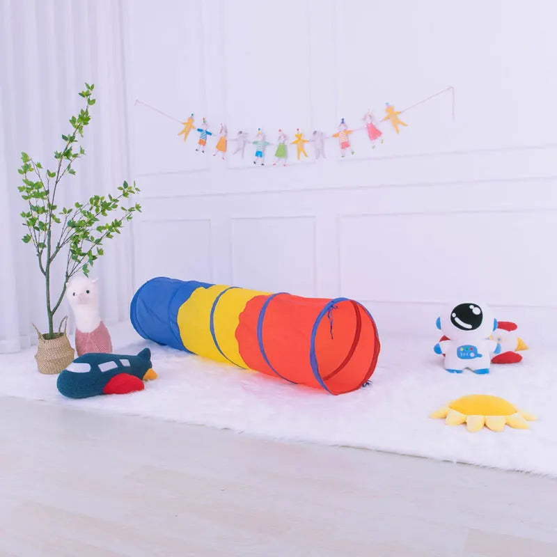 Portable Children's Tent Crawling Tunnel Kids Little House Play House Tipi Tent Indoor Toy Tube Baby Crawling Games Rainbow Tent