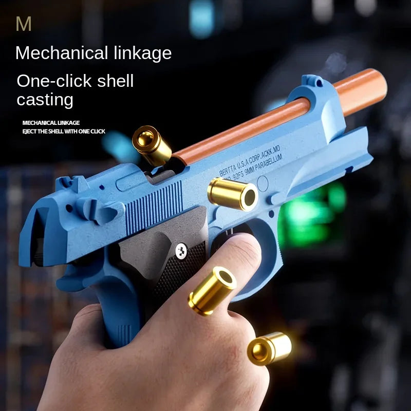 M92 Pistol Shell Throwing Continuous Firing Blowback Soft Bullet Gun Empty Hanging Birthday Gift