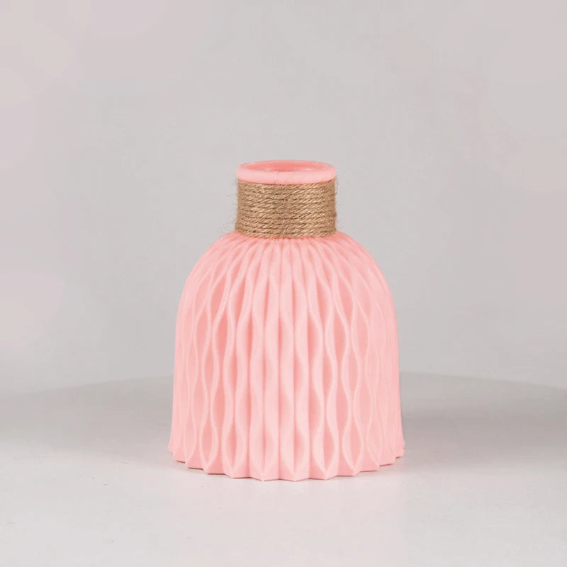Nordic Flower Vase Imitation Ceramic Plastic Flower Vase Pot Home Living Room Desktop Decoration Wedding Centerpiece Arrangement