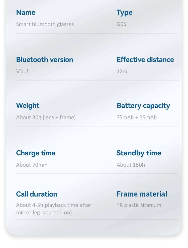 2024 G05 Smart Glasses Open Ear Music Hands-Free Calling Stereo Sound Wearable Headsets Smart Sports Anti-Blue Light Sunglasses