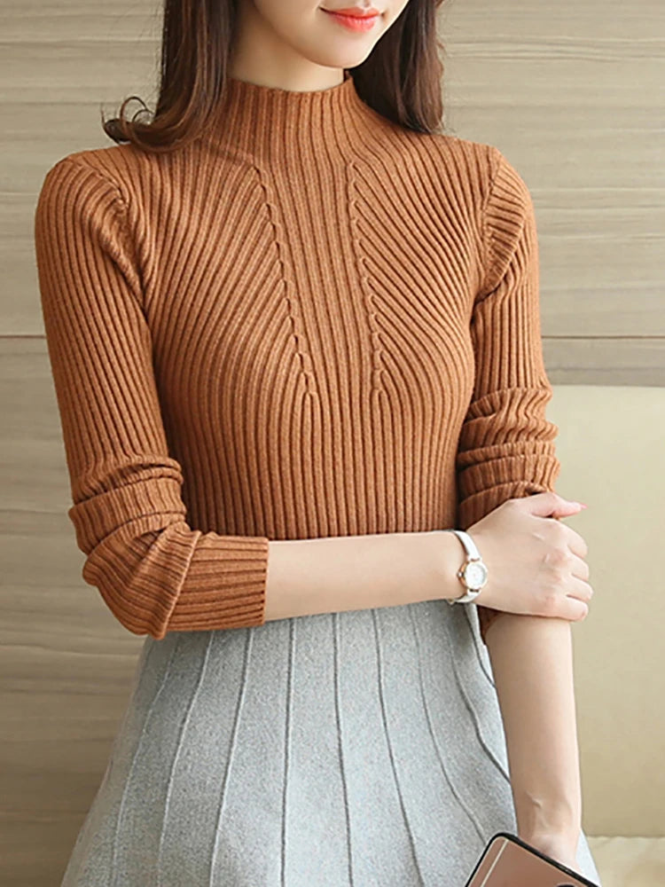 Turtleneck Sweater Women Fashion 2024 Autumn Winter Black Tops Women Knitted Pullovers Long Sleeve Jumper Pull Femme Clothing