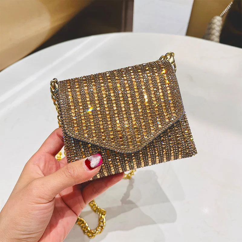 JIOMAY Mini Shoulder Bag for Women Designer Purses and Handbags Bling Rhinestone Clutch Bags Girls Chain Crossbody Bag Wholesale