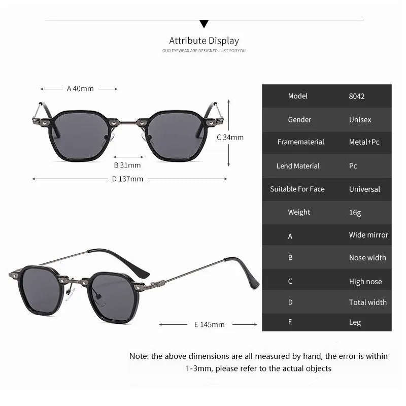 Small Square Sunglasses Riding Driving Sun Glasses Women Men Brand Designer Metal Frame Eyewear Shades Oculos De Sol UV400