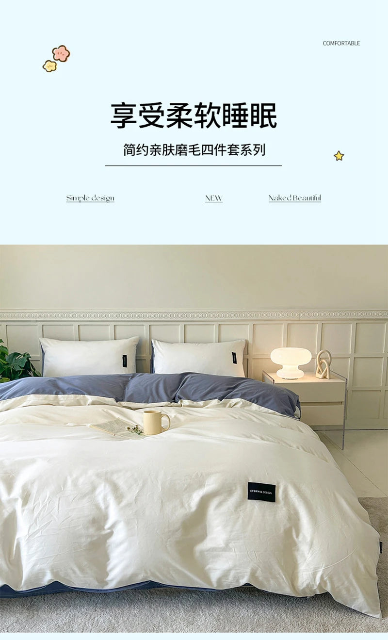 White Bedding Comforter Set with Pillowcase bed sheet Single Full Size Bed Linen Duvet Cover Set Queen/King Double Single Bed