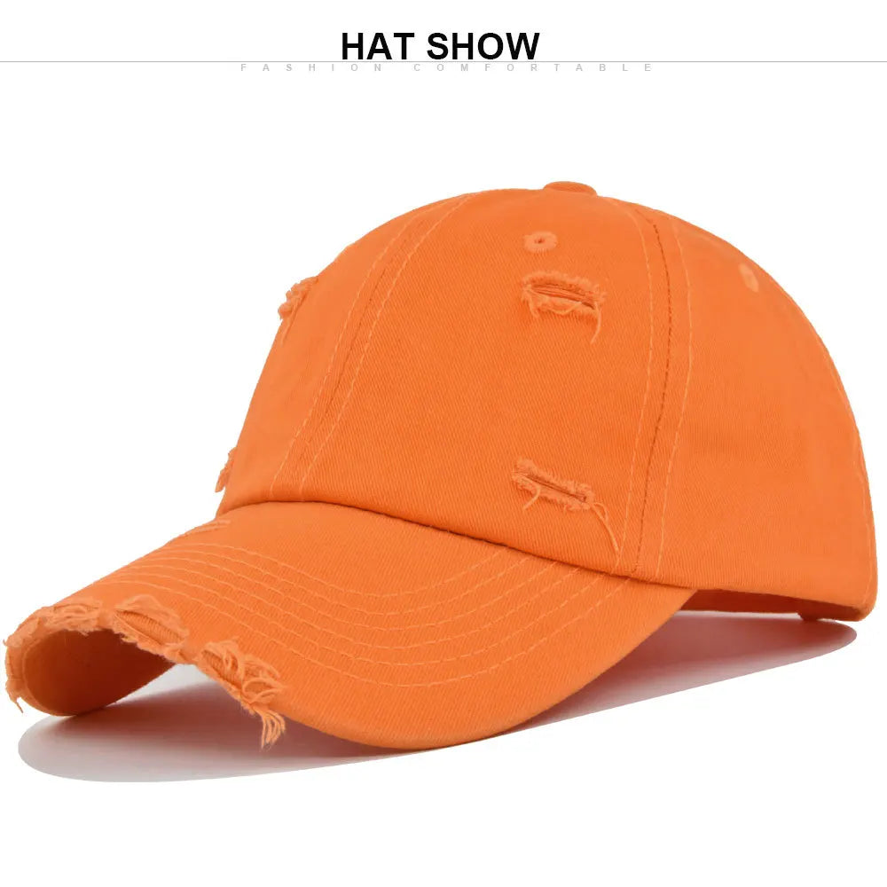 Washed Hole Baseball Cap New Spring Solid Sunhat Men Women Unisex-Teens Cotton Snapback Caps Fashion Hip Hop Vintage Summer Hat