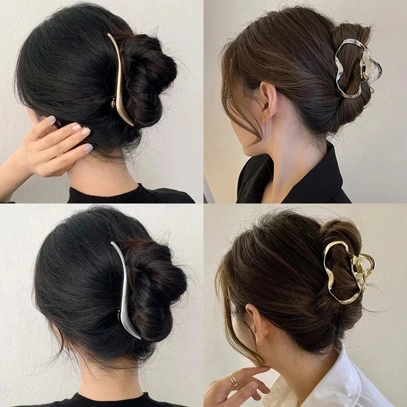 Fashion Geometric Metal Hair Claw Clips for Women Vintage Hair Clamps Crab Headband Hairpin Girls Hair Accessories Headwear