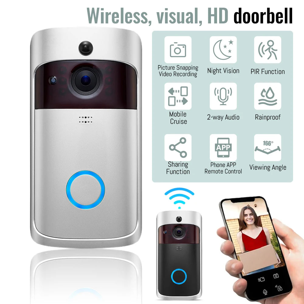 Smart WiFi Video Doorbell IP65 Waterproof Home Doorbell Phone Ring Intercom 6x850 Night Vision Lamps Infrared Security Alarm