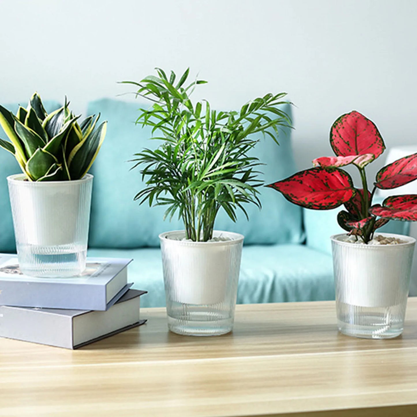 Clear Self Watering Planters Pots Automatic Water Absorption Potted Flowerpot Suitable For Living Room Plants Flowers Supplies