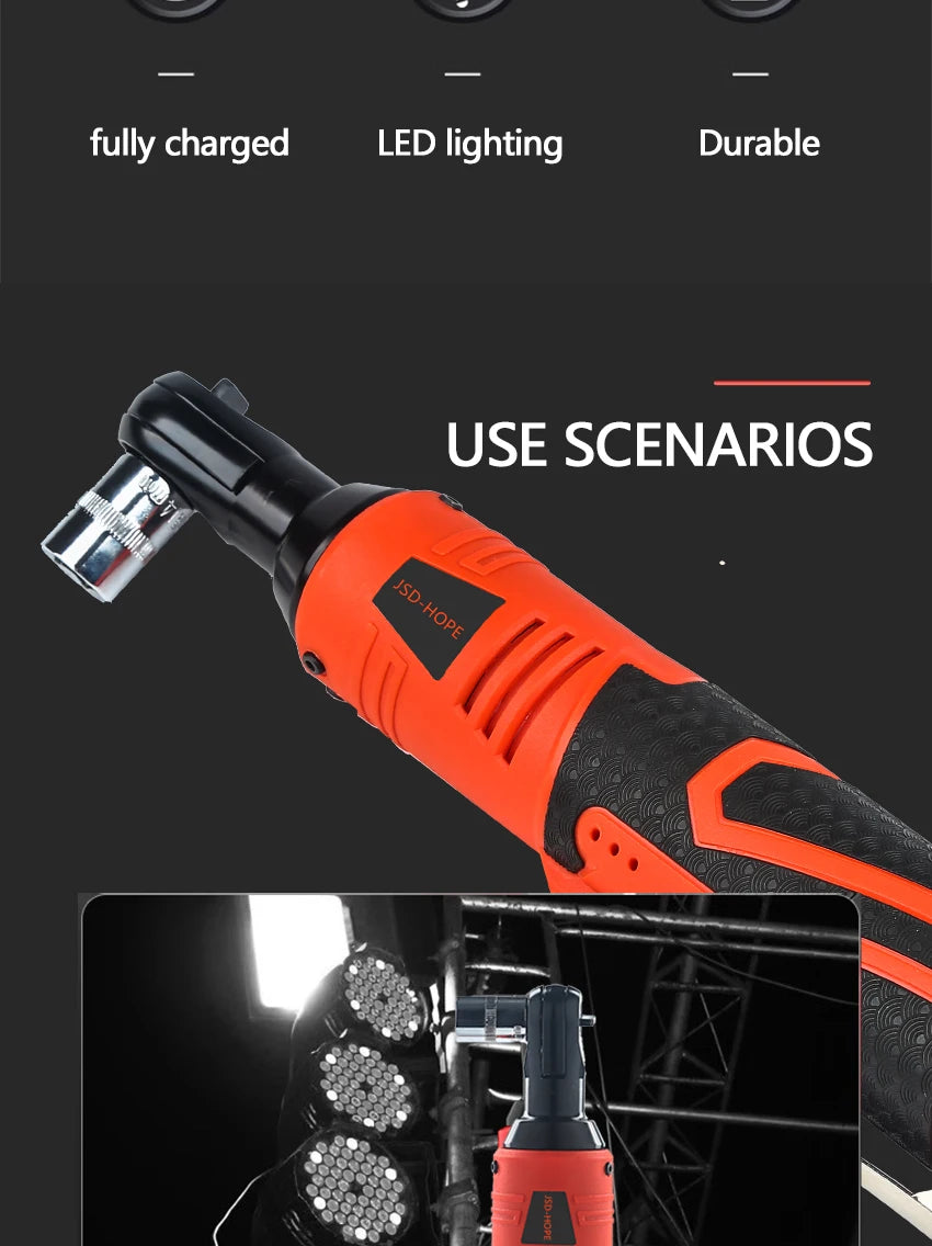 27/5000 Electric ratchet wrench 90 degree straight Angle electric charging wrench lithium electric stage truss tool