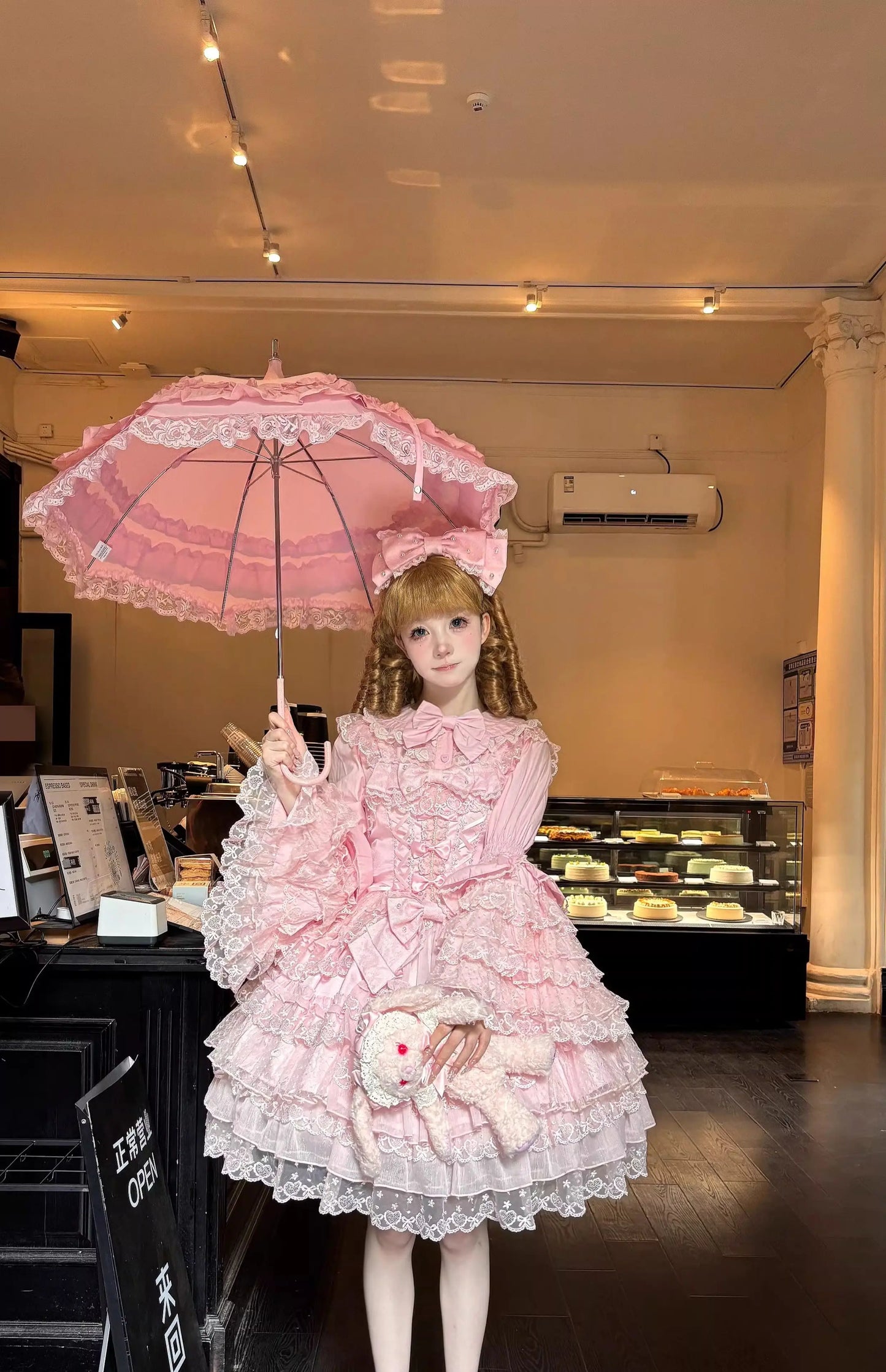 Original Design Lolita Jsk Suspender Dress Sweet Girl Women's Long Sleeve Inner Shirt Cute Princess Sling Cake Dress with Cape
