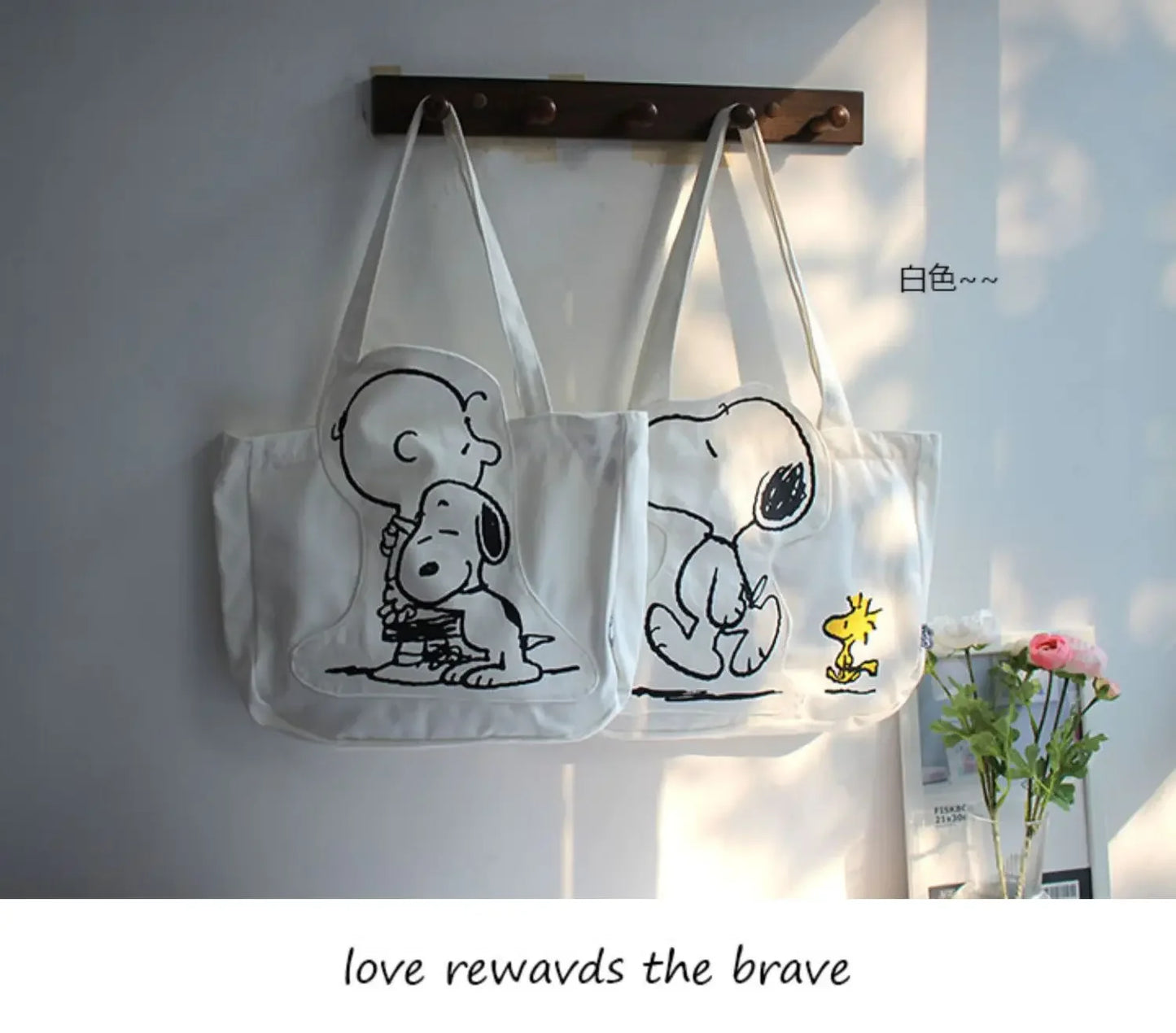New Cartoon Fashion Snoopy Canvas Shoulder Bag Casual Cute Large Capacity Female Student Tuition Crossbody Bag