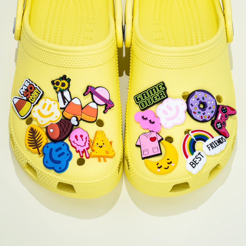 1PCS Nurse Uniforms Shoe Charms Accessories Sunflower Leaves Grape Pins Jeans Cheese Shoes Decoration Rainbow Clog for Kisd
