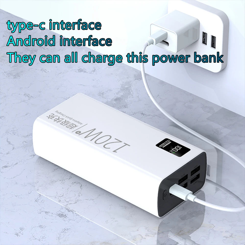 120W Power Bank For Xiaomi Super Fast Charging 200,000mAh Ultralarge Capacity For External Battery For Cell Phones, Laptops