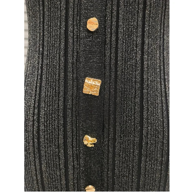 Knitted Mid-Length Dress 2024 New Women Long Sleeve Ribbed Party Dresses Elegant Lady Knitwear 5240175
