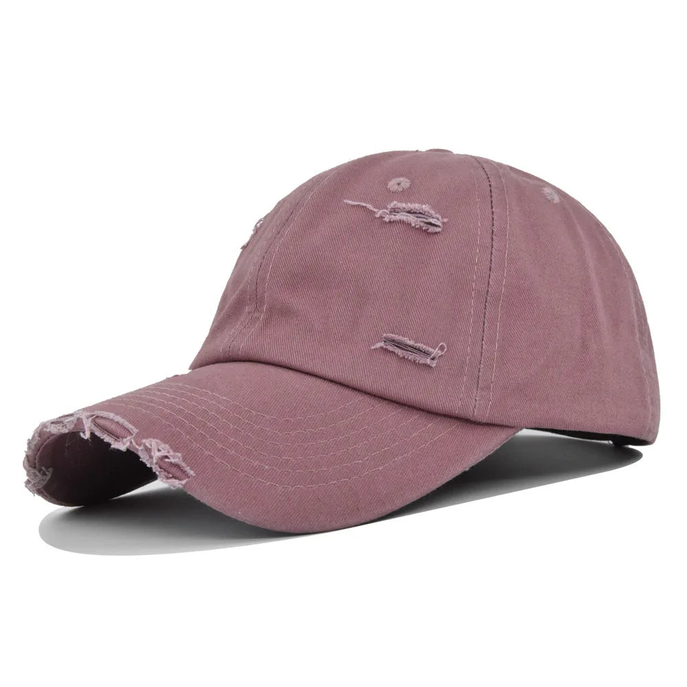 Washed Hole Baseball Cap New Spring Solid Sunhat Men Women Unisex-Teens Cotton Snapback Caps Fashion Hip Hop Vintage Summer Hat