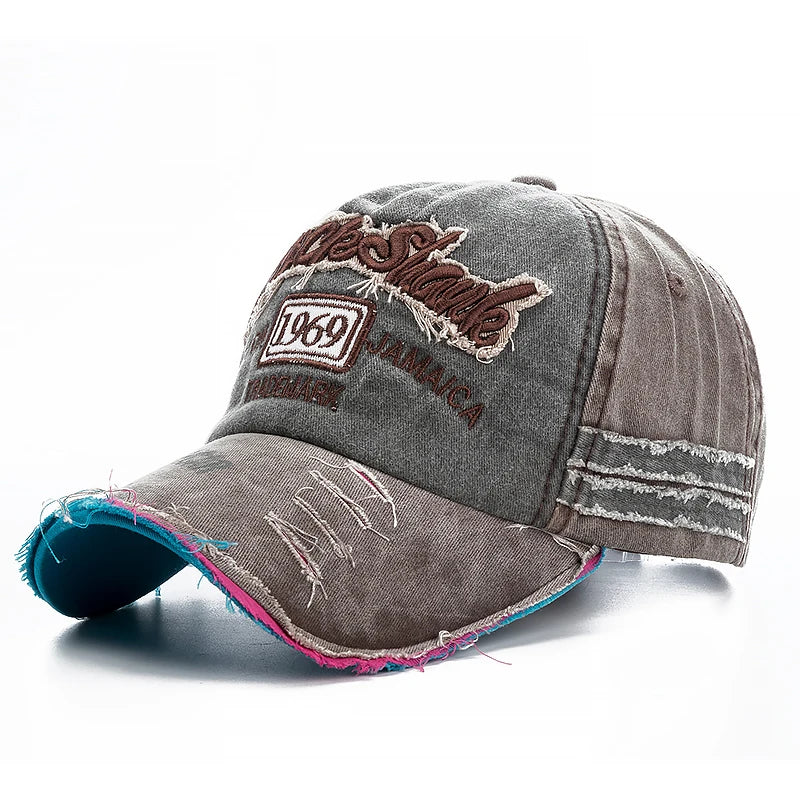 2024 High Quality Washed cowboy letters Cotton Cap For Men Women Adjustable Autdoor Sun protection hat Rock Shark Baseball Caps