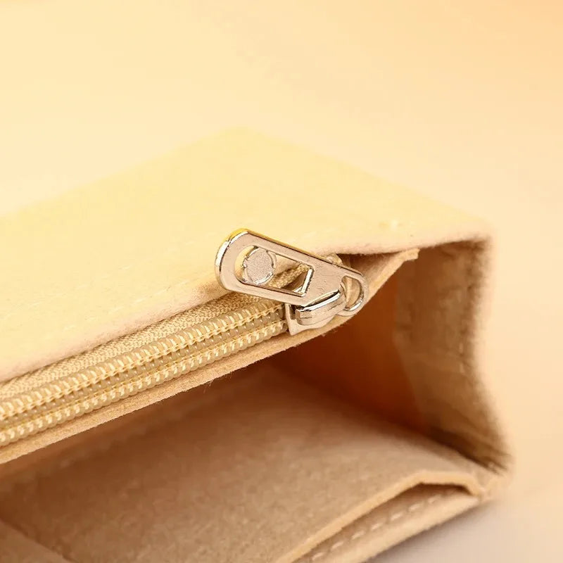New Felt Liner Cosmetic Bag, Multi-lined Multi-Grid Bag, Single-Handle Storage Bag, Ultralight Dumpling Handbag