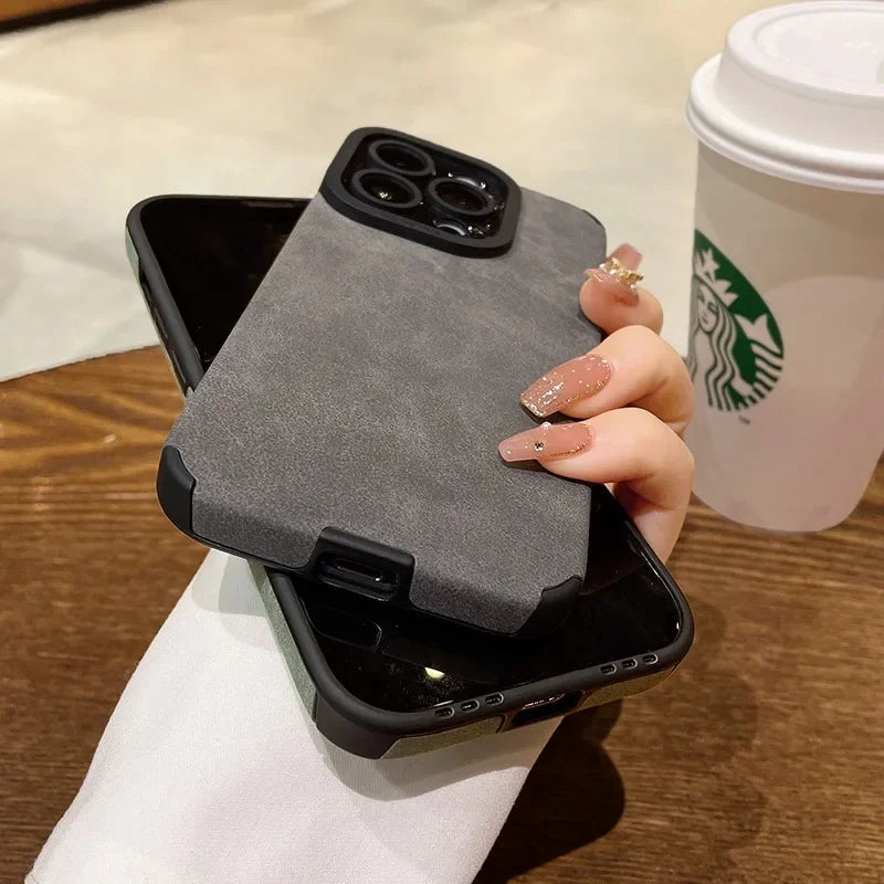 Fashion Case For iPhone 15 14 13 12 11 Pro Max Plus Fur Leather Full Lens Protection Cases Cover