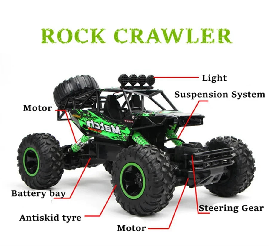4WD Remote Control Off Road RC Car Radio Climbing Super Alloy Truck Buggy 4x4 RTR Vehicle Electric Toy for Children Kid Gift