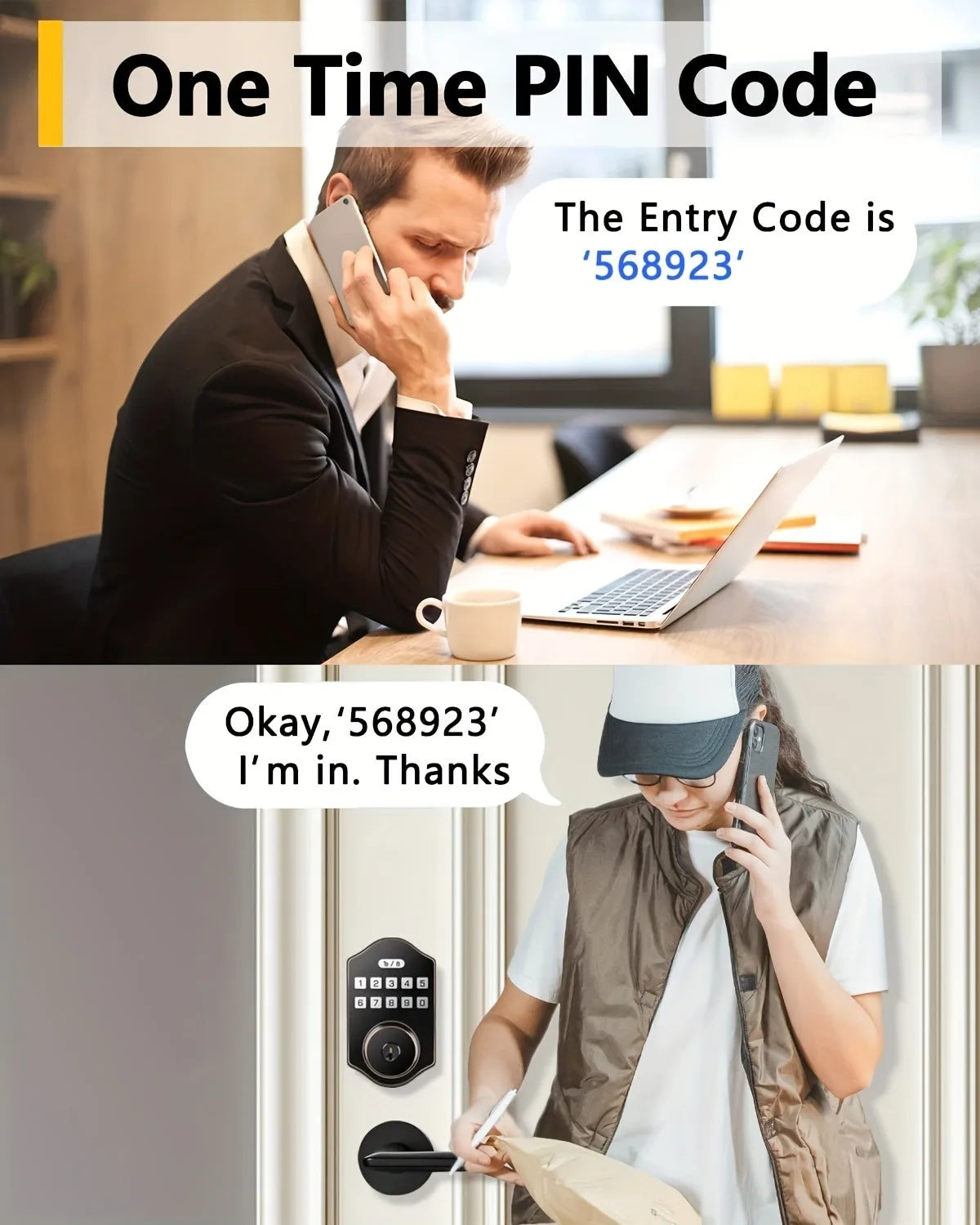 CIEPOJIT Smart Front Door Lock Deadbolt Keyless Entry Locks Digital Keypad Security For Home Unlock with password/key