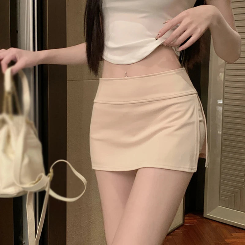 Women Sexy Low-waisted Casual Side Split Sports Yoga Solid Color Fashion Slim Wrap Buttocks Short Skirts
