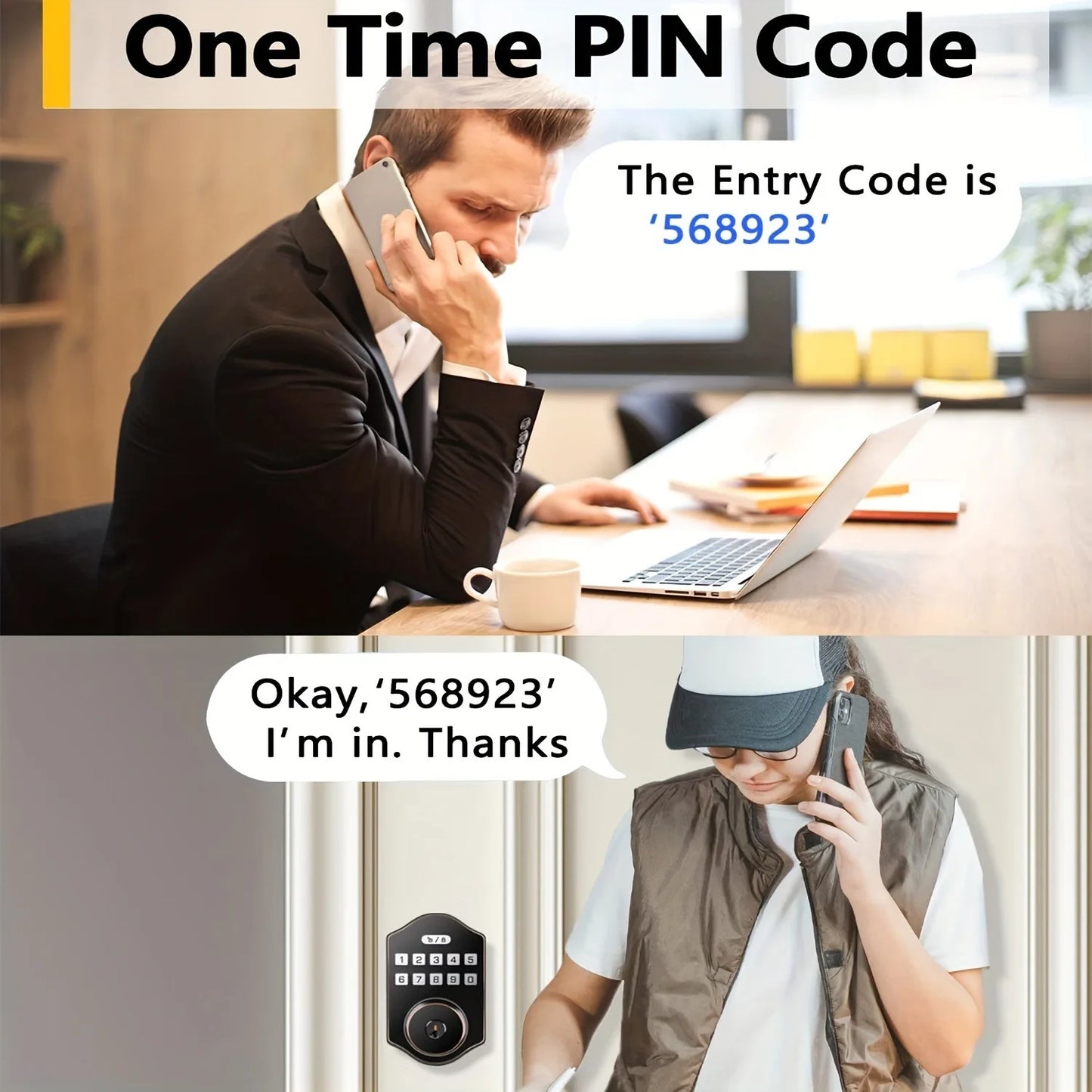 CIEPOJIT Smart Front Door Lock Deadbolt Keyless Entry Locks Digital Keypad Security For Home Unlock with password/key