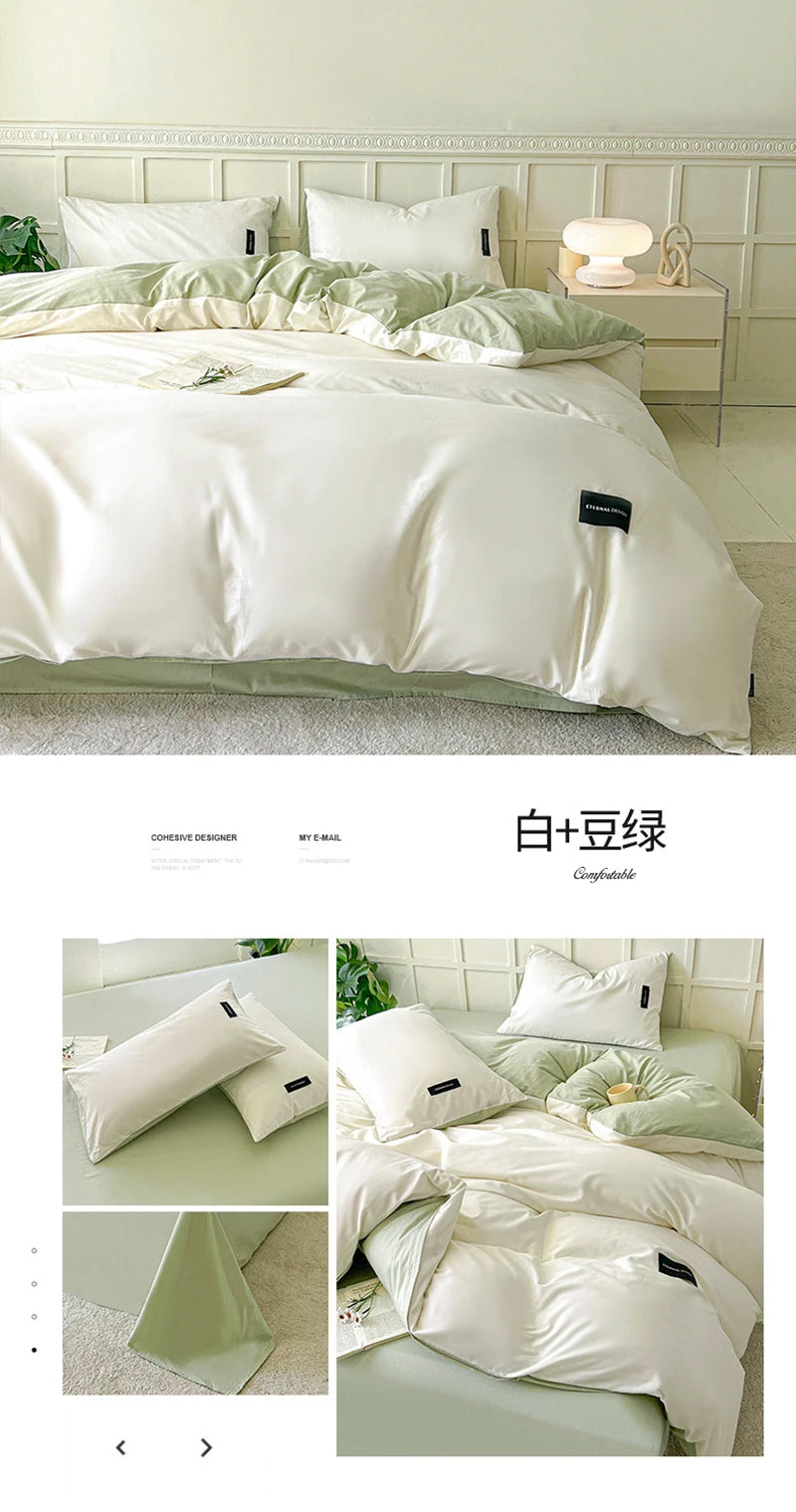 White Bedding Comforter Set with Pillowcase bed sheet Single Full Size Bed Linen Duvet Cover Set Queen/King Double Single Bed