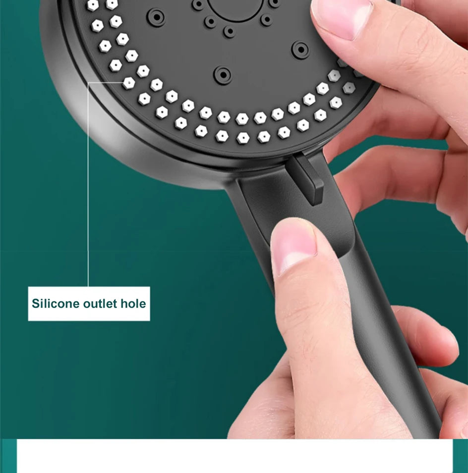 VILOYI 8 Modes Adjustable Shower Head High-pressure Water Saving Black Showerhead Handheld Bathroom Massage Showers Nozzle