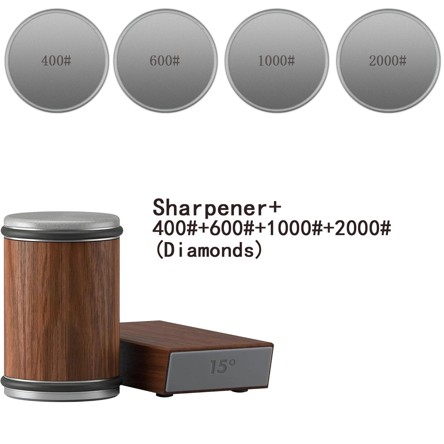 Rolling Knife Sharpener Magnetic Knife Holder Diamond Sharpening Stone with15and20 Degrees Angle Roller Kitchen Accessory set