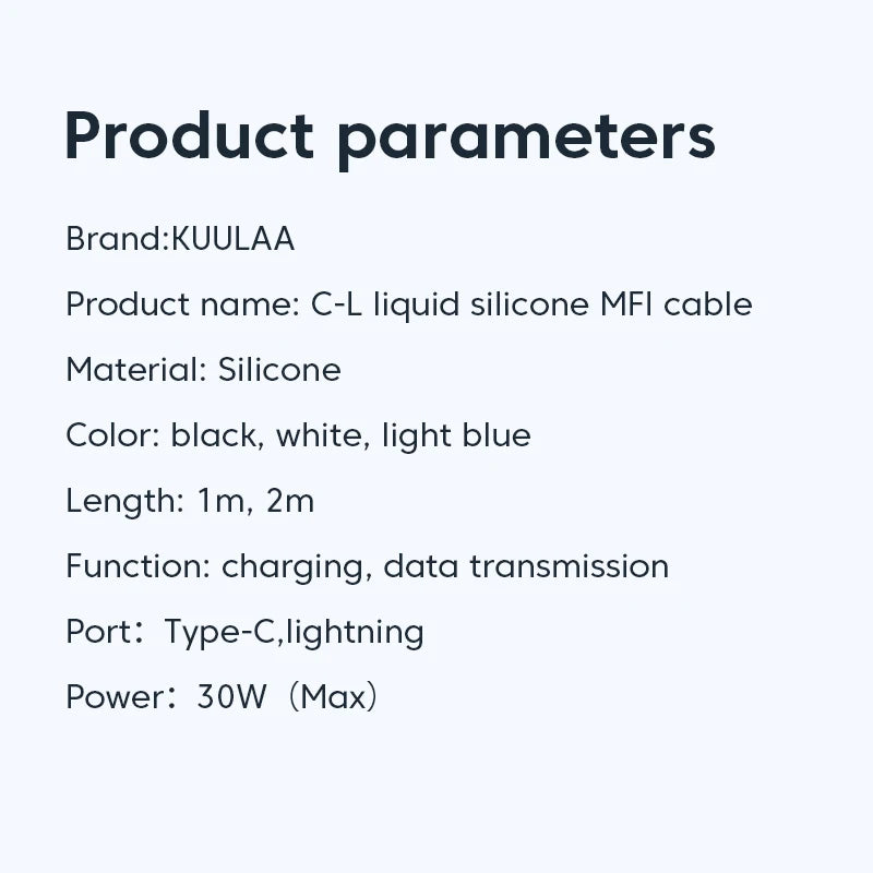 KUULAA USB C to Lightning MFi Cable for iPhone Fast Charging Cable PD 30W USB Type C For iPhone 14 13 12 11 Pro Max X XS XR 8