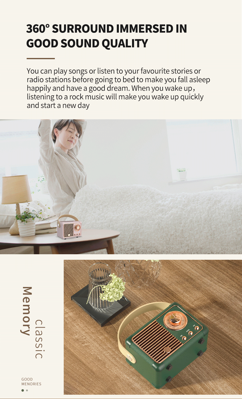 Retro Bluetooth Speaker HM11 Classical Retro Music Player Sound Stereo Portable Decoration Mini Speakers Travel Music Player